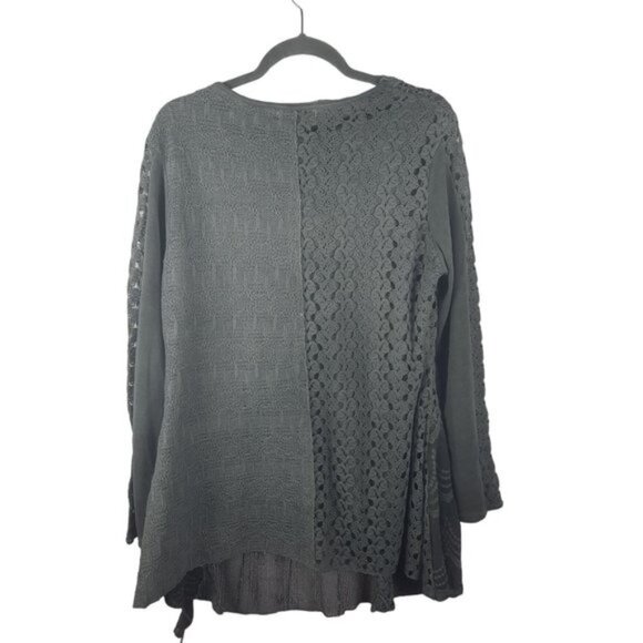 Simply Couture Lace Blouse Long Sleeve Cowl Neck Chiffon Layers Shirt - Picture 4 of 14